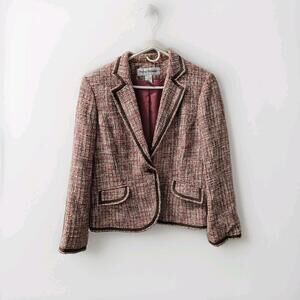 Rena Rowan Blazer Jacket Womens 16 Lined Accent Cotton Acrylic Rayon Polyester